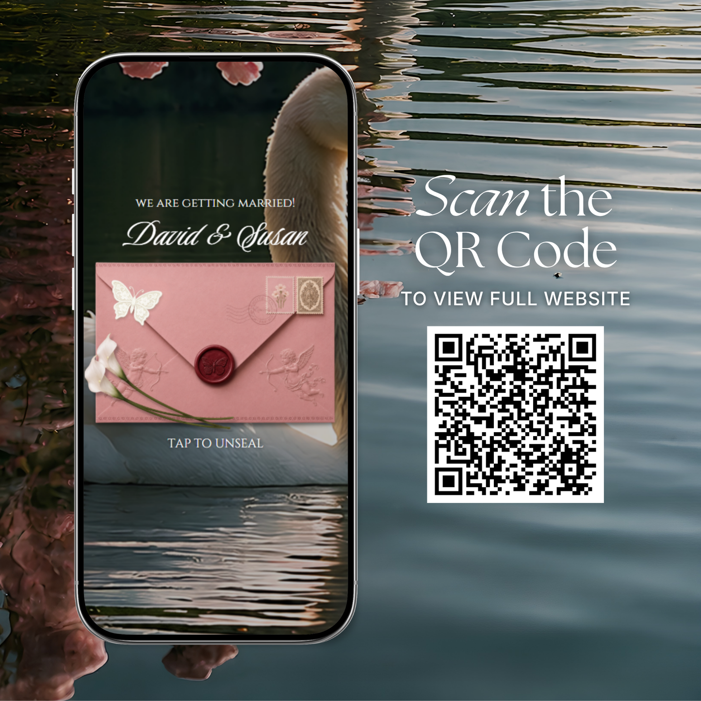 Pink, Burgundy & Green Floral Wedding Website Template with RSVP, Music and Countdown | Editable Digital Canva Design (Digital Download)