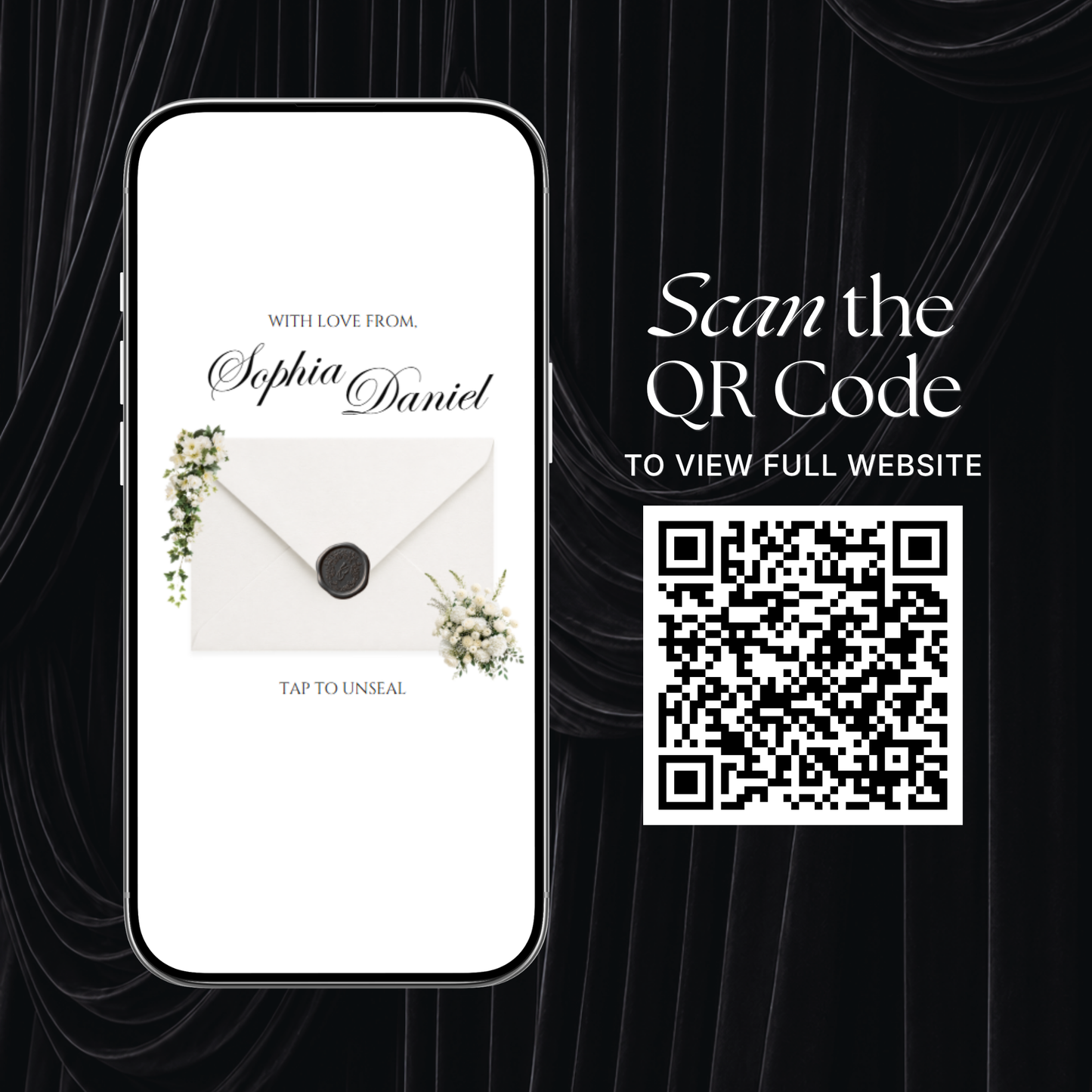 White Black Floral Wedding Website Template with RSVP, Music and Countdown Timer: Digital Wedding Template (Digital Download)