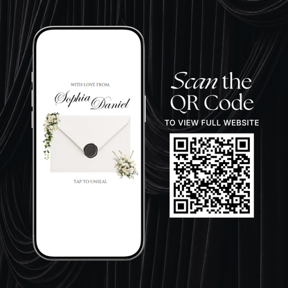 White Black Floral Wedding Website Template with RSVP, Music and Countdown Timer: Digital Wedding Template (Digital Download)