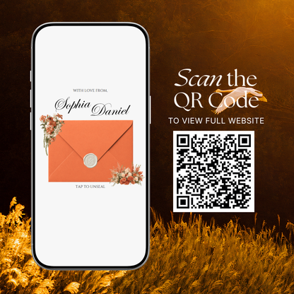 Burnt Orange Digital Wedding Invitation with RSVP, Music and Countdown Timer: Editable Canva Website (Digital Download)
