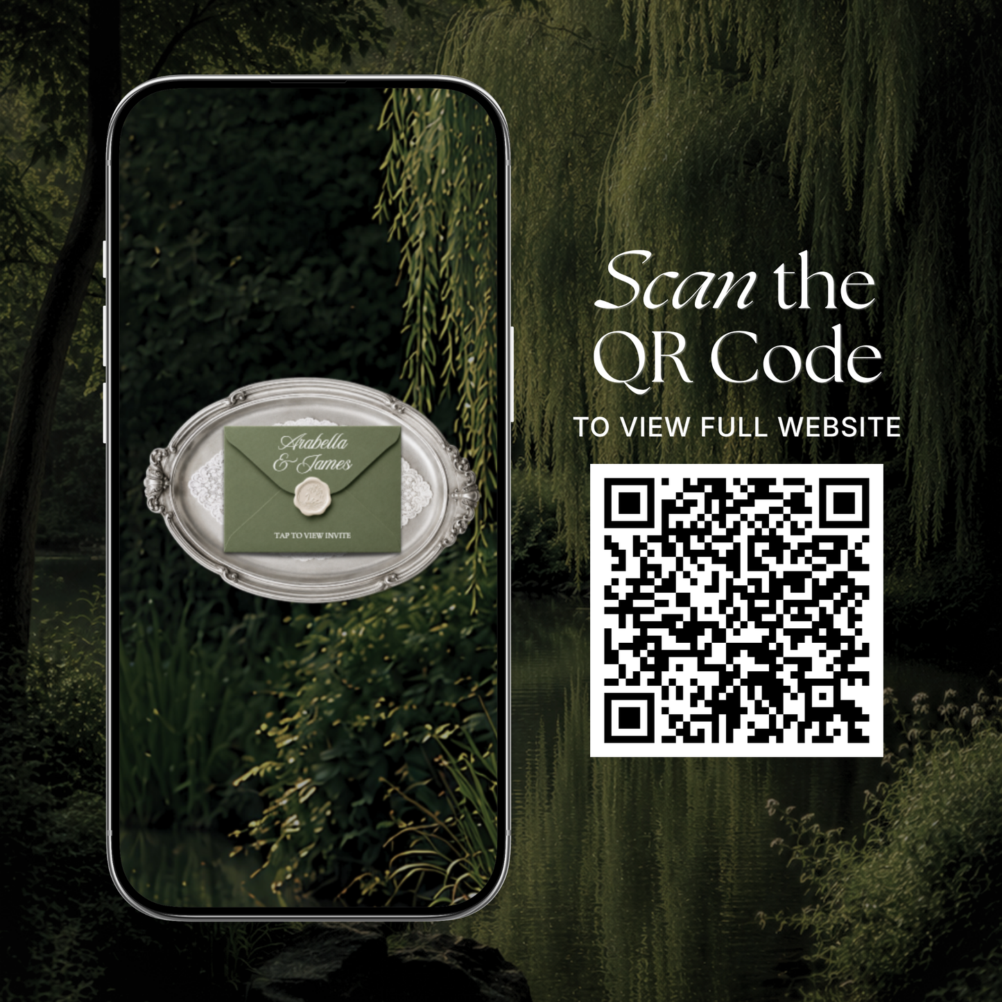 Olive Old Money Wedding Website Template with RSVP, Music and Countdown Timer: Editable Canva Website (Digital Download)