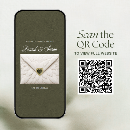 Olive Green Vintage Wedding Website Template with RSVP, Music and Countdown Timer: Canva Editable Template (Digital Download)