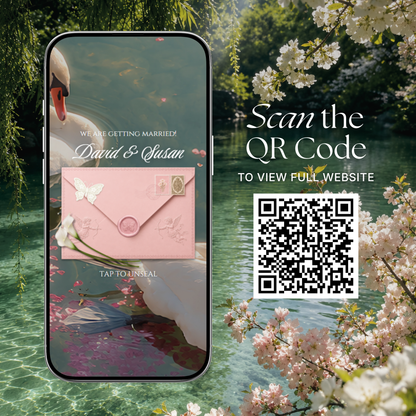 Pink & Green Floral Wedding Website Template with RSVP, Music and Countdown Timer | Wedding Invites (Digital Download)