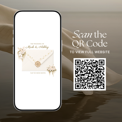 Floral Vintage Wedding Website Template | Champagne Beige Digital Wedding Invitation with RSVP, Music and Countdown Timer | Instant Download