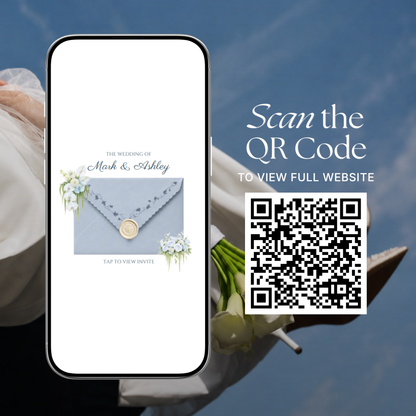 Dusty Blue Floral Wedding Website Template | Digital Wedding Invitation with RSVP, Music and Countdown Timer | Instant Download