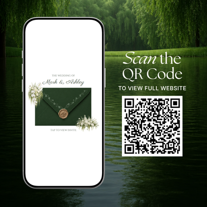 White & Green Wedding Website Template with RSVP, Music and Countdown Timer: Digital Wedding Template (Instant Download)