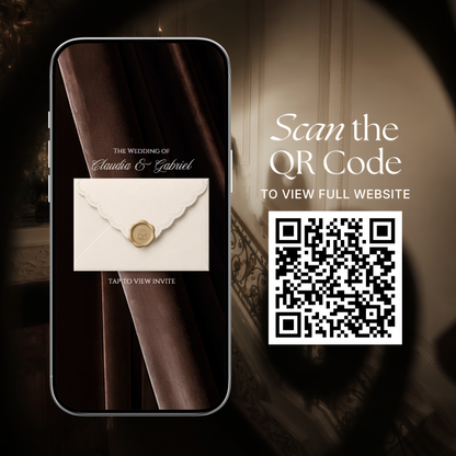 Old Money Wedding Website Template with RSVP, Music and Countdown Timer | Ivory & Brown Digital Wedding Invitation | Instant Download