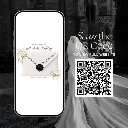 White & Black Floral Wedding Website Template | Editable Invitation with RSVP, Music and Countdown Timer (Digital Download)