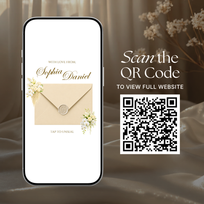 Champagne Beige Vintage Floral Wedding Website Template | Canva Digital Invitation with RSVP, Music and Countdown Timer (Digital Download)
