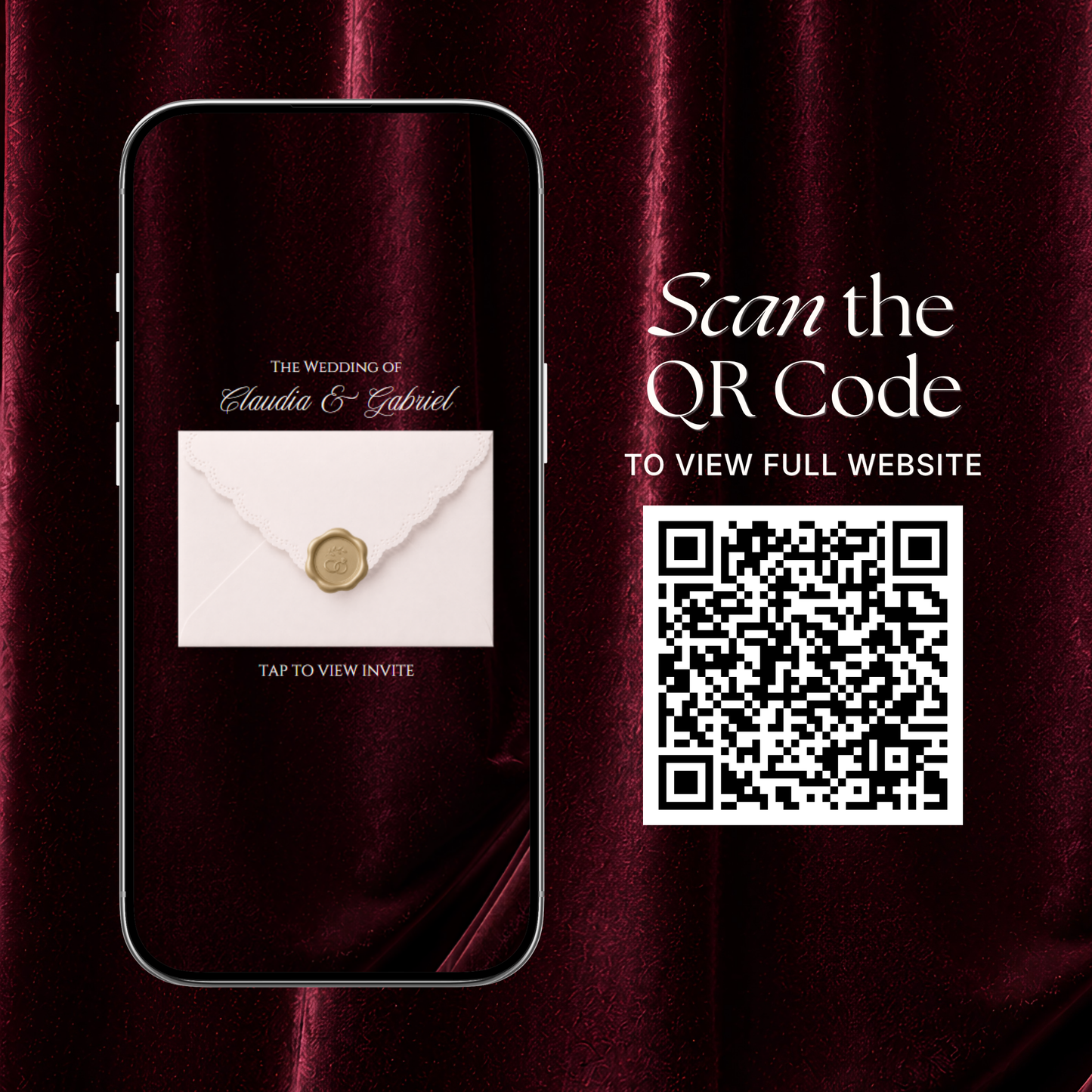 Old Money Wedding Website Template | Burgundy Digital Wedding Invitation with RSVP, Music and Coundown Timer | Instant Download