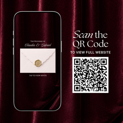 Old Money Wedding Website Template | Burgundy Digital Wedding Invitation with RSVP, Music and Coundown Timer | Instant Download