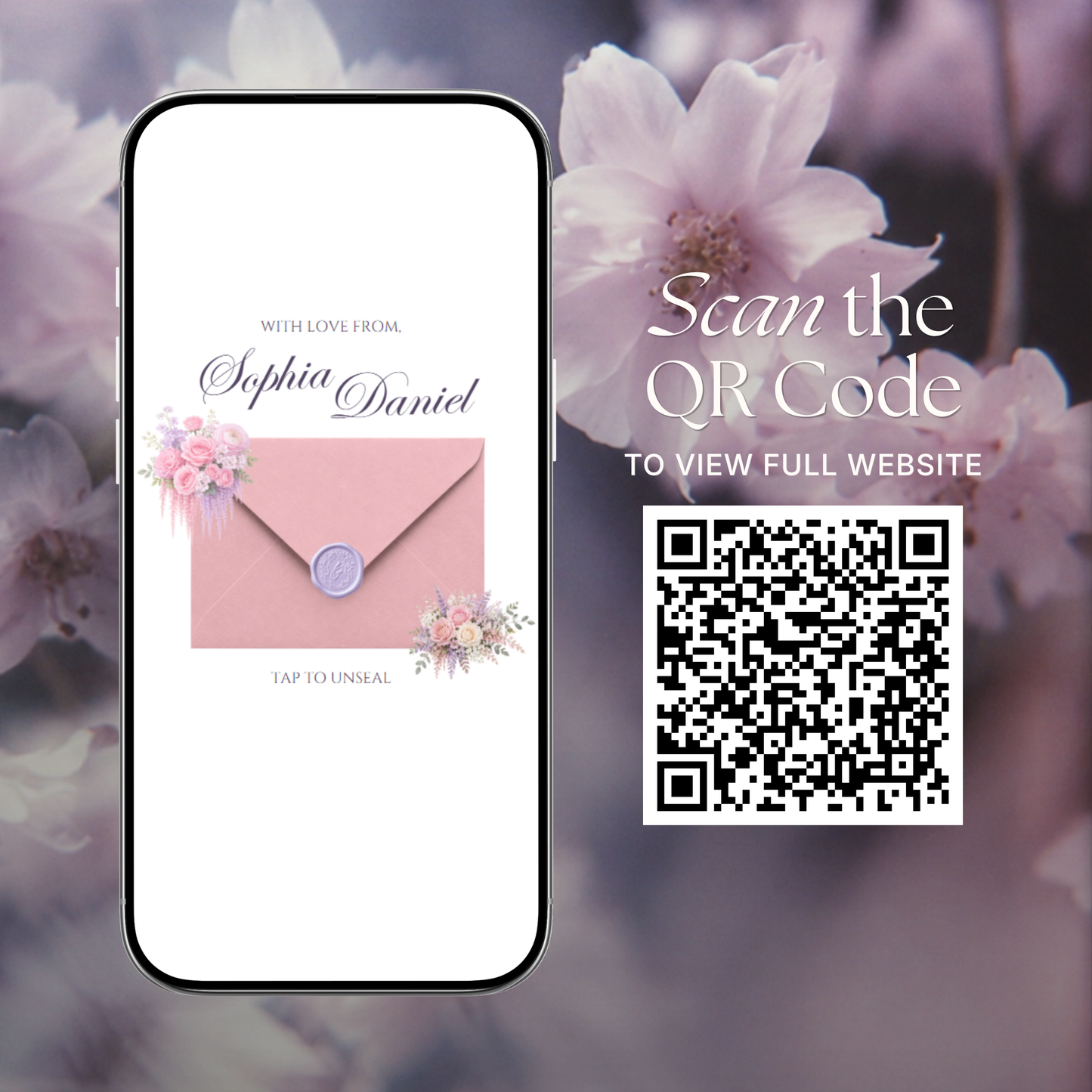 Pink Lilac Pastel Floral Wedding Website Template Canva | Digital Invitation with RSVP , Music and Countdown Timer | Instant Download