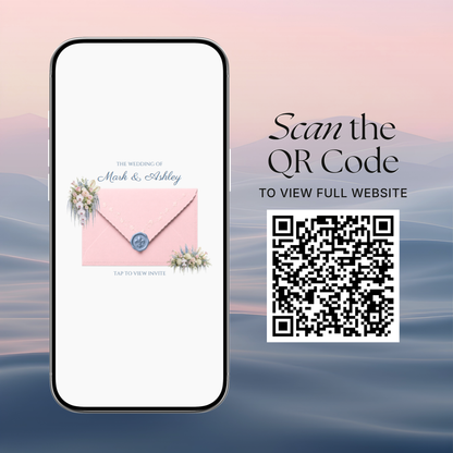 Blush Pink & Blue Floral Wedding Website Template with RSVP, Music and Countdown Timer: Digital Wedding Template (Digital Download)