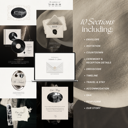 Ivory Minimal Wedding Website Template with RSVP, Music and Countdown Timer: Digital Wedding Template (Digital Download)