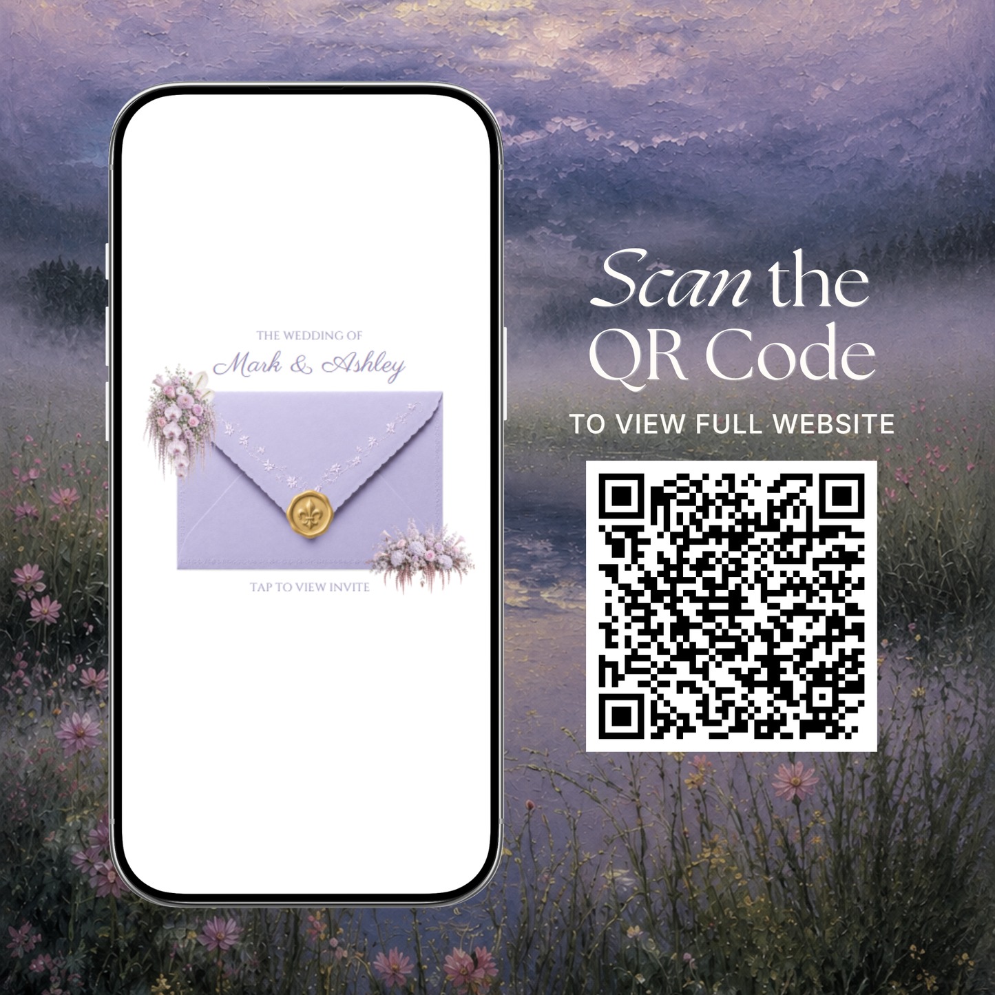 Pink Lilac Pastel Floral Wedding Website Template Canva | Wedding Invitation with RSVP, Music and Countdown Timer | Instant Download