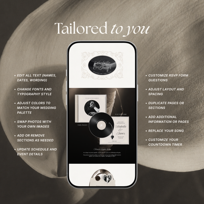 Ivory Minimal Wedding Website Template with RSVP, Music and Countdown Timer: Digital Wedding Template (Digital Download)