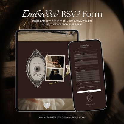 Old Money Wedding Website Template with RSVP, Music and Countdown Timer | Ivory & Brown Digital Wedding Invitation | Instant Download