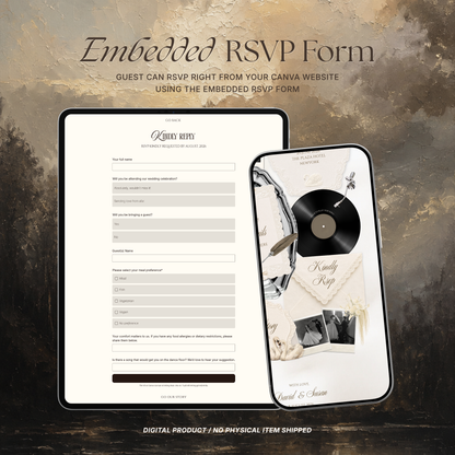 Old Money Wedding Website Template with RSVP , Music and Countdown Timer: Classic Lace Digital Wedding Invitation | Instant Download
