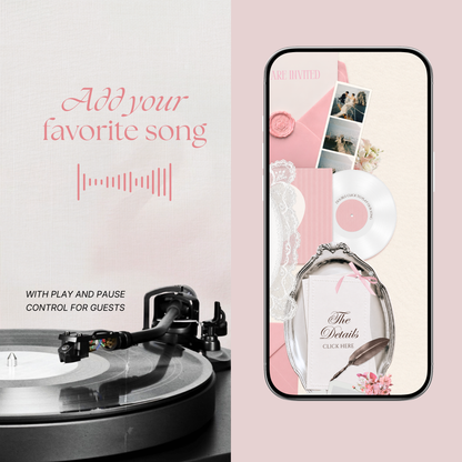 Pink & Ivory Floral Wedding Website Template with RSVP, Music and Countdown Timer: Wedding Invitations (Digital Download)