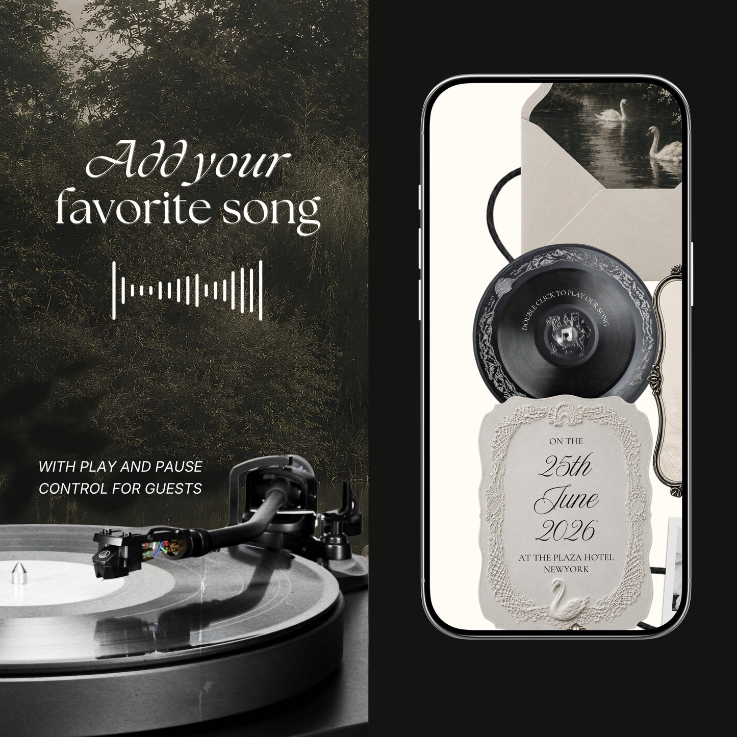 Old Money Wedding Website Template with RSVP, Music and Countdown Timer: Classic Lace Digital Invitation