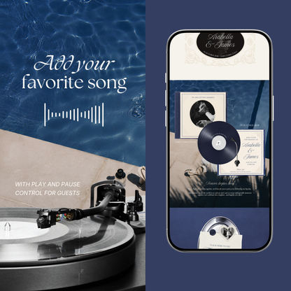 Navy & Dusty Blue Wedding Website Template with RSVP, Music and Countdown Timer: Website Wedding Template (Instant Download)