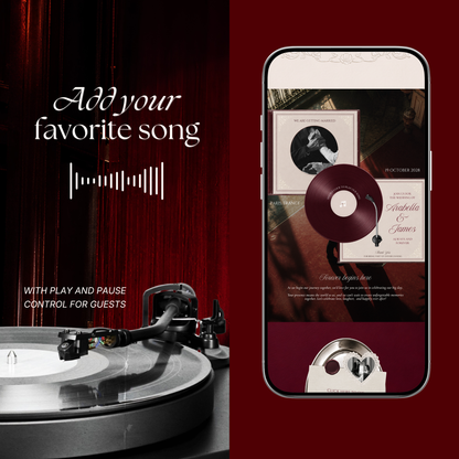 Burgundy & Ivory Wedding Website Template with RSVP, Music and Countdown Timer: Digital Wedding Template (Digital Download)