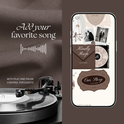 Espresso Brown Ivory Floral Wedding Website Template with RSVP, Music and Countdown Timer: Digital Wedding Template (Digital Download)
