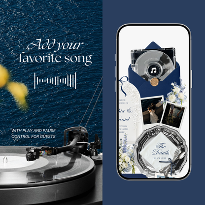 Navy & Dusty Blue Wedding Website Template | Editable Invitation with RSVP, Music and Countdown Timer (Digital Download)