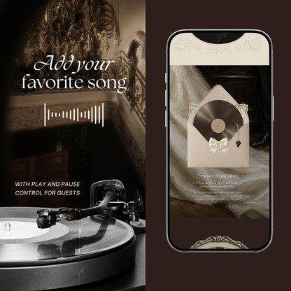 Old Money Wedding Website Template with RSVP, Music and Countdown Timer | Ivory & Brown Digital Wedding Invitation | Instant Download