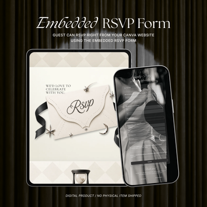 Ivory Photo Booth Wedding Website Template | Modern Wedding Invitation with RSVP, Music and Countdown Timer | Instant Download