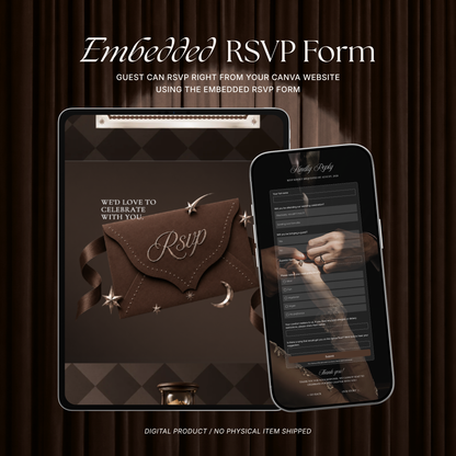 Brown Photo Booth Wedding Website Template | Modern Wedding Invitation with RSVP, Music and Countdown Timer | Instant Download