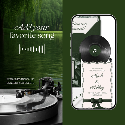 White & Green Wedding Website Template with RSVP, Music and Countdown Timer: Digital Wedding Template (Instant Download)