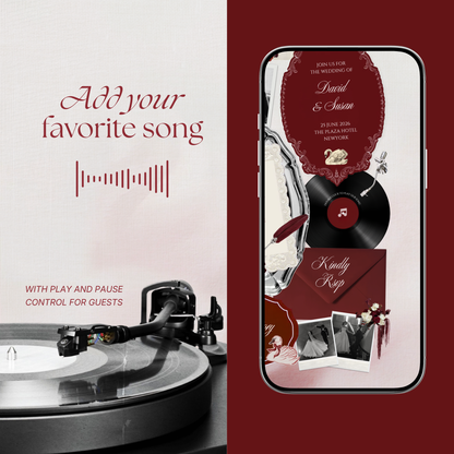 Ivory Burgundy Floral Wedding Website Template with RSVP, Music and Countdown Timer: Editable Canva Website (Digital Download)
