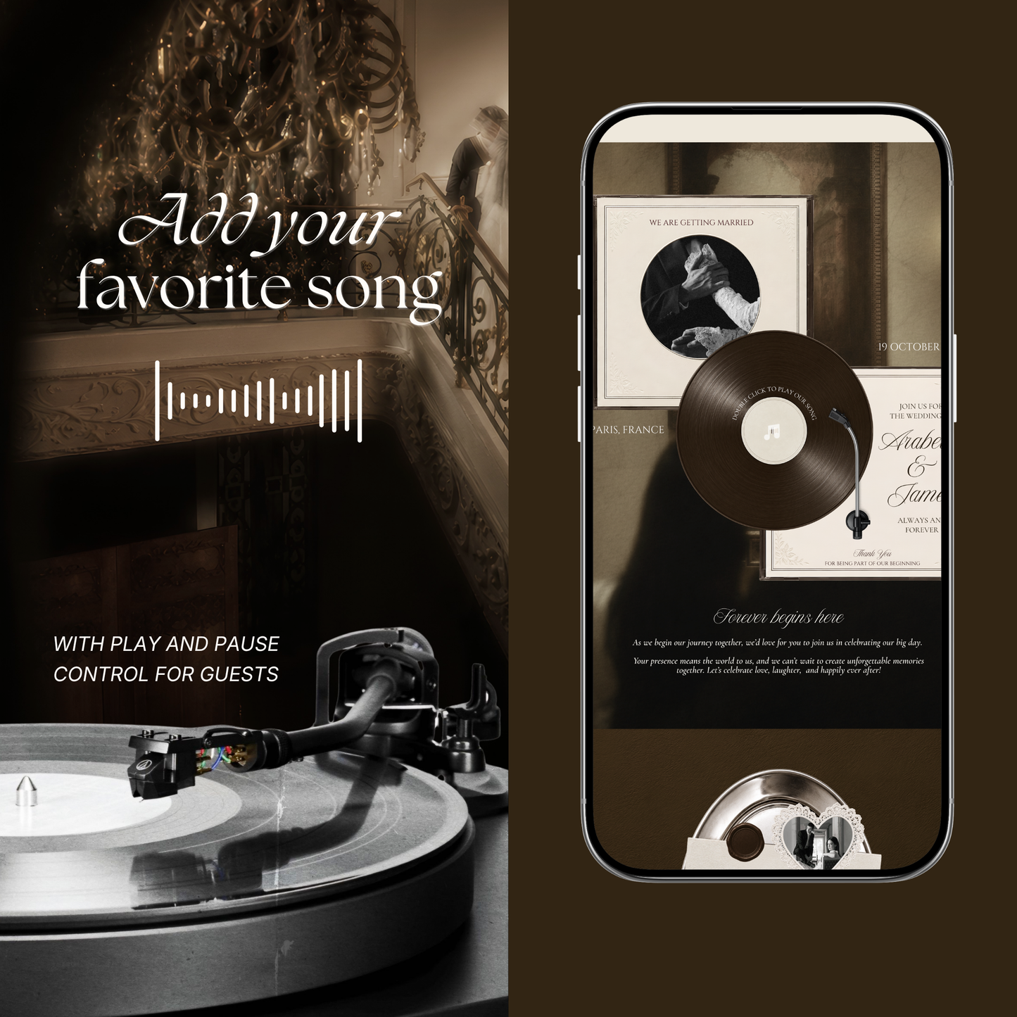 Ivory & Brown Old Money Wedding Website Template with RSVP, Music and Countdown Timer: Editable Canva Design (Digital Download)