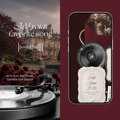 Old Money Burgundy Wedding Website Template with RSVP, Music and Countdown Timer: Digital Invitation (Digital Download)