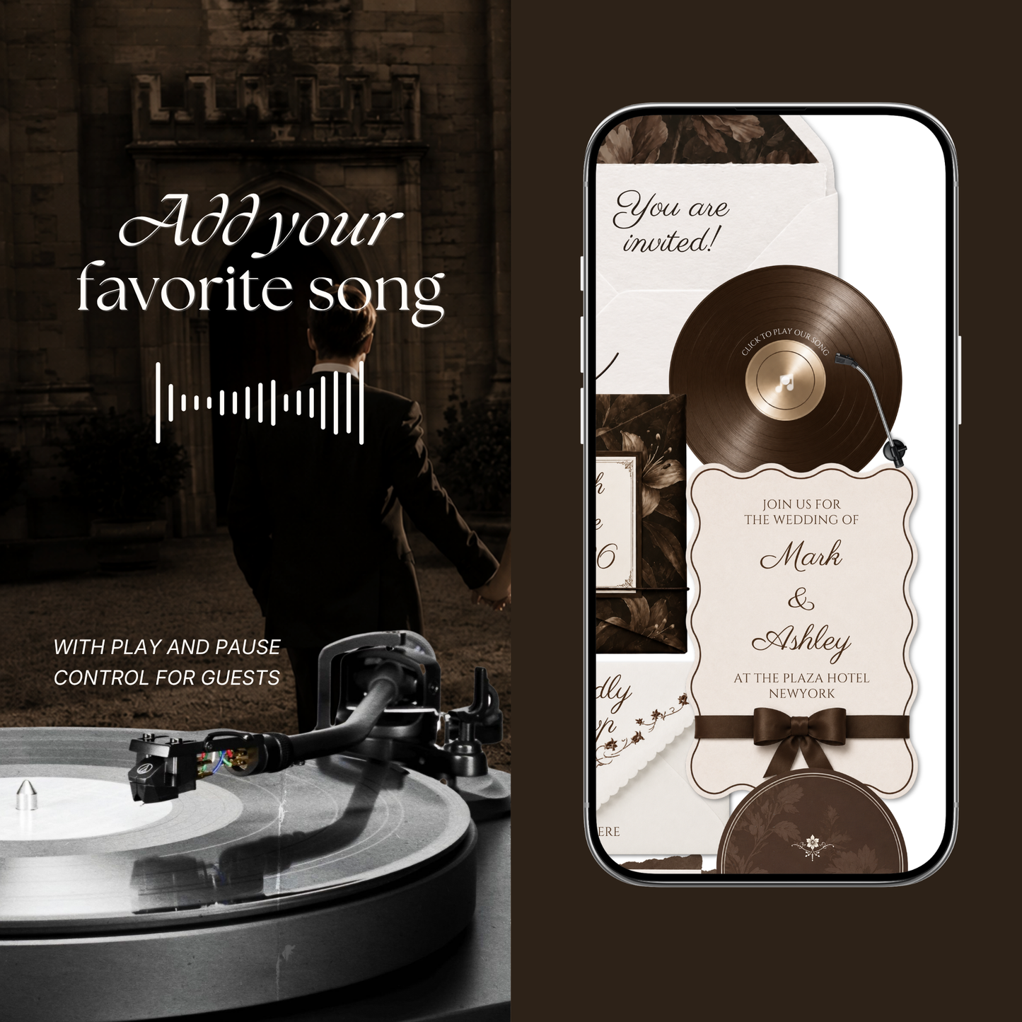 Brown & Ivory Wedding Website Template | Editable Invitation with RSVP, Music and Countdown Timer (Digital Download)