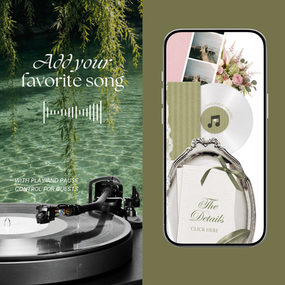 Pink & Green Floral Wedding Website Template with RSVP, Music and Countdown Timer | Wedding Invites (Digital Download)