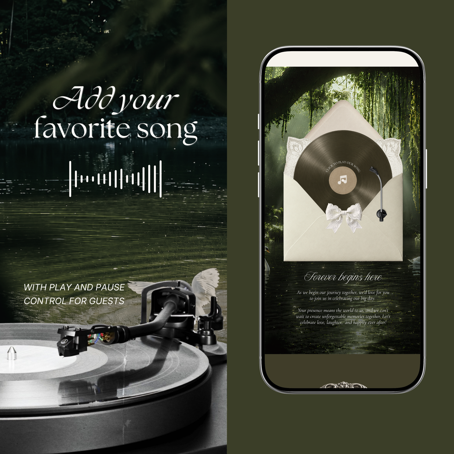 Olive Old Money Wedding Website Template : Classic Digital Wedding Invitation with RSVP, Music and Countdown Timer | Instant Download