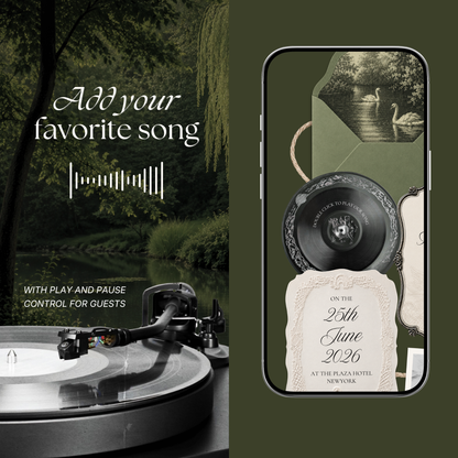 Olive Old Money Wedding Website Template with RSVP, Music and Countdown Timer: Editable Canva Website (Digital Download)