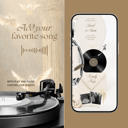 Ivory Wedding Website Template Canva | Old Money Vintage Digital Invitation with RSVP, Music and Countdown Timer | Instant Download