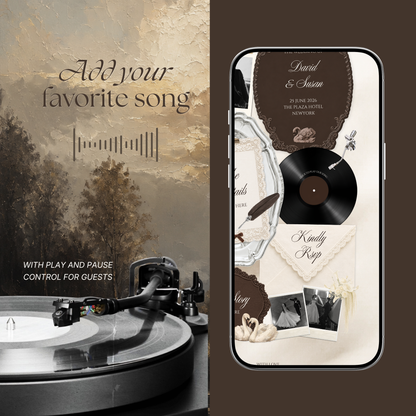 Old Money Wedding Website Template with RSVP , Music and Countdown Timer: Classic Lace Digital Wedding Invitation | Instant Download