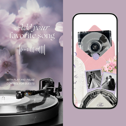 Pink Lilac Pastel Floral Wedding Website Template Canva | Digital Invitation with RSVP , Music and Countdown Timer | Instant Download