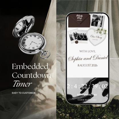 Brown & Ivory Floral Wedding Website Template with RSVP, Music and Countdown Timer: Editable Canva Website (Digital Download)