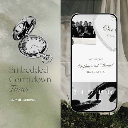 Sage Green Ivory Floral Wedding Website Template with RSVP, Music and Countdown Timer: Editable Canva Website (Digital Download