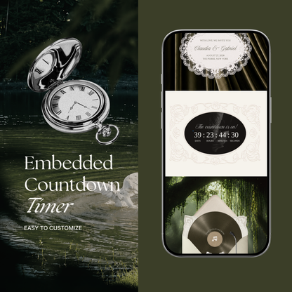 Olive Old Money Wedding Website Template : Classic Digital Wedding Invitation with RSVP, Music and Countdown Timer | Instant Download