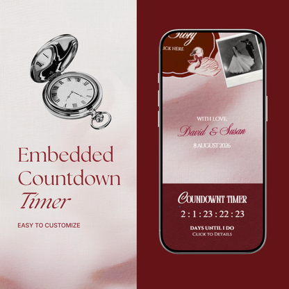 Ivory Burgundy Floral Wedding Website Template with RSVP, Music and Countdown Timer: Editable Canva Website (Digital Download)