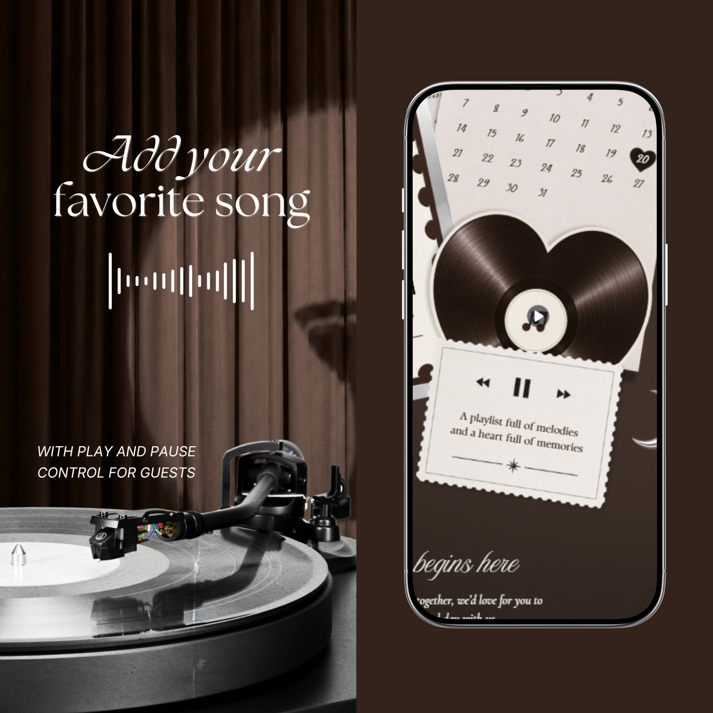 Brown Photo Booth Wedding Website Template | Modern Wedding Invitation with RSVP, Music and Countdown Timer | Instant Download