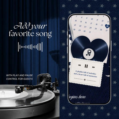 Navy Blue Photo Booth Wedding Website Template | Modern Wedding Invitation with RSVP, Music and Countdown Timer | Instant Download
