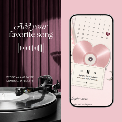 Blush Pink Photo Booth Wedding Website Template | Modern Wedding Invitation with RSVP, Music and Countdown Timer | Instant Download