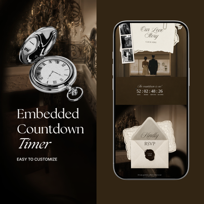 Ivory & Brown Old Money Wedding Website Template with RSVP, Music and Countdown Timer: Editable Canva Design (Digital Download)